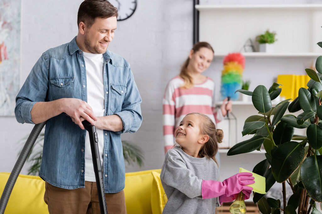Family Cleaning Together