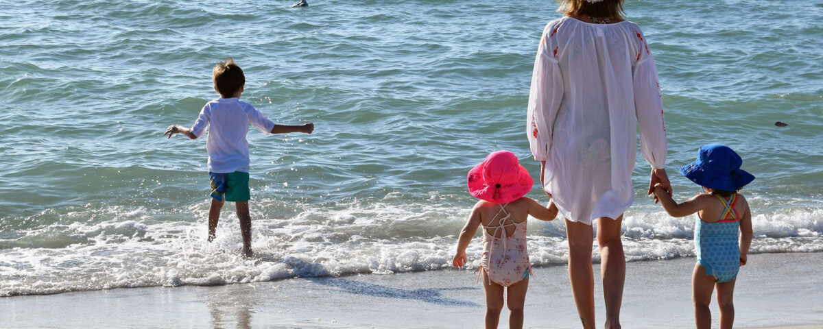 Family on the Gulf of Mexico coastal beach