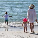 Family on the Gulf of Mexico coastal beach